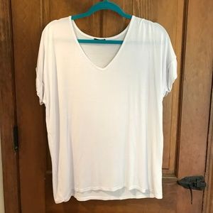 Boohoo Loose White Rolled Sleeve Tee